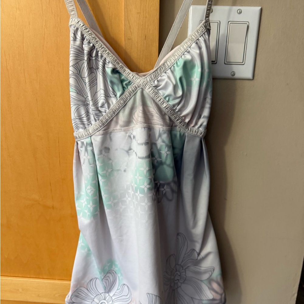 Lululemon Athletica White and Green Tank Top